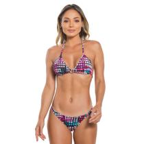Biquini Adulto Com Bojo Removível Sutiã E Calcinha Estampado Orla Da Praia Modelagem Cortininha