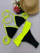 Biquíni Adulto Preto Lipo Tecido Suplex Light Forro Bojo