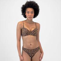 Biquíni Alto Giro Onça com Bojo Tanga Duo Feminino