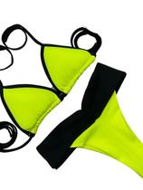 Biquíni Amarelo Neon Lipo Moelador Cortininha Bojo Forro Calcinha Fio Duplo Vibrante
