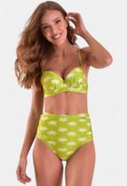Biquíni Areia Branca Baly Hot Pant Floral Verde