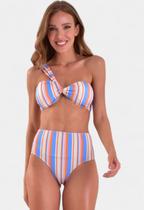 Biquíni Areia Branca Baly Hot Pant Stripe Azul