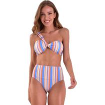 Biquíni Areia Branca Baly Hot Pant Stripe Azul