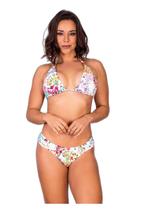 Biquíni Areia Branca Bio Fiji Cortinão Estampado Floral Branco