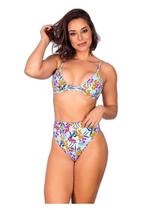 Biquíni Areia Branca Bio Lanai Hot Pant Estampado Floral Azul
