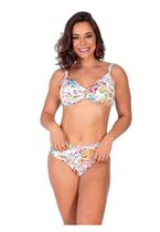 Biquíni Areia Branca Bio Pipa Frente Única Estampado Floral Branco