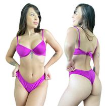 Biquíni Aro Inteiro Com Bojo Calcinha Asa Delta Canelado Roxo / Lilás Biquíni Aro Inteiro Com Bojo Calcinha Asa Delta Canelado Roxo / Lilás