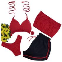 Biquíni Asa Delta + Cropped + Short 1 Linha - Liso Biquíni Asa Delta + Cropped + Short 1 Linha - Liso