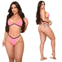 Biquíni Asa Delta Suplex Summer Glow Rosa Neon Tiras Coloridos Verão Biquíni Asa Delta Suplex Summer Glow Rosa Neon Tiras Coloridos Verão