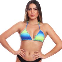 Biquini Avulso Cortininha Areia Tropical Estampado de Amarrar Parte de Cima Mulher Moda Praia