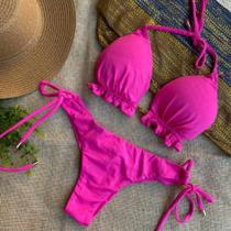 Biquíni babado rosa