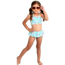 Biquíni Bebê Marujos e Sereias com Proteção UV50+ na cor Azul com Babado