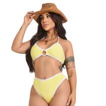 Biquíni Bicolor Suplex Aro Twist Amarelo Manteiga Duplo Tecido Sem Bojo Calçinha Tanga Moda Praia 2026 Biquíni Bicolor Suplex Aro Twist Amarelo Manteiga Duplo Tecido Sem Bojo Calçinha Tanga Moda Praia 2026