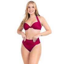 Biquini Bikini Top Retrô Aro Meia Taça Hot Pant Cintura Media Cintilante