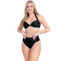 Biquini Bikini Top Retrô Aro Meia Taça Hot Pant Cintura Media Cintilante