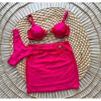 Biquini biquini bojo retro meia taça fio duplo com saia 3 peças cewek Biquini biquini bojo retro meia taça fio duplo com saia 3 peças cewek