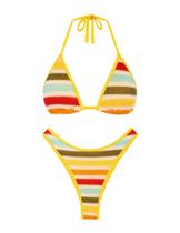 Biquíni, biquíni, costurado para mulheres, gola alta, amarelo XS