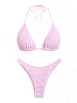 Biquíni, biquíni, seamoly, feminino, texturizado em forma de bolha, rosa Biquíni, biquíni, seamoly, feminino, texturizado em forma de bolha, rosa