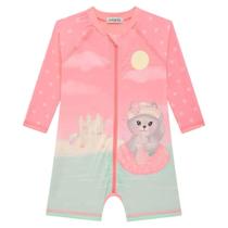 Biquini Blusa M/L Bebê Gatinho Malha Dry UV Infanti