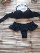 Biquíni bojo inteiro com trança,calcinha de babadinho de Lycra Biquíni bojo inteiro com trança,calcinha de babadinho de Lycra