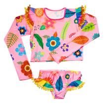 Biquíni camisa uv floral rosa Biquíni camisa uv floral rosa