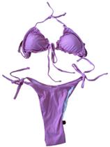 Biquini Canelado Liso Com Bojo E Amarração Ls22