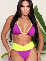 Biquini Cintura Alta Colorido Afina Cintura Linha Luxo Biquini Cintura Alta Colorido Afina Cintura Linha Luxo