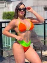 Biquini Cintura Alta Colorido Afina Cintura Linha Luxo