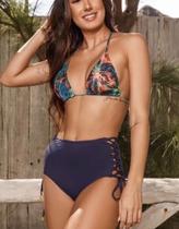 Biquíni cintura alta com laterais trançado