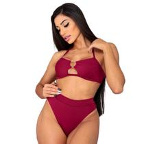 Biquíni Cintura Alta Liso Preto Hotpant Bikini Feminino Moda Praia Biquíni Cintura Alta Liso Preto Hotpant Bikini Feminino Moda Praia