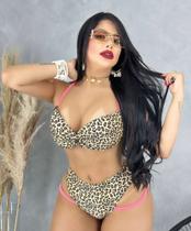 Biquini cintura alta luxo animal print