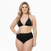 Biquíni Cintura Alta Top Cortininha com Bojo Removível e Calcinha Retrô