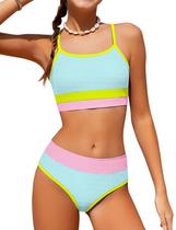 Biquíni colorido TALLWH Girls, 2 peças de 9 a 10 anos Biquíni colorido TALLWH Girls, 2 peças de 9 a 10 anos