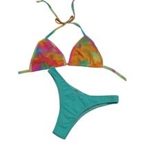 Biquíni com Bojo Cortininha Asa Delta Yoyo Store Colorido Biquíni com Bojo Cortininha Asa Delta Yoyo Store Colorido