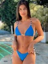 Biquíni Conjunto Gabi Azul Dupla Face Tecido Texturizado - TAM M
