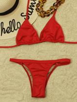 Biquini Conjunto Tanga Marquinha de Tira e Top Cortininha Com varias Amarrações confeccionado em Micro Fibra de Polieste