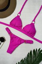 Biquini Cortina Fixo C/ Alças E Laterais Em Trança