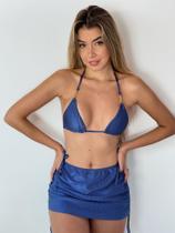 Biquíni Cortinha Com Bojo Corrente E Saída Canelado