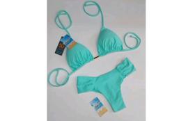 Biquini cortinha com calcinha fio dental na cor verde tamanho G Biquini cortinha com calcinha fio dental na cor verde tamanho G