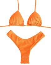 Biquini Cortininha C/ Calc. Fio Duplo Asa Delta Texturizado, Laranja