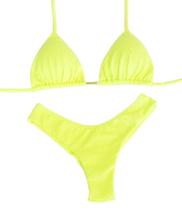 Biquini Cortininha C/ Calcinha Fio Duplo Asa Delta, Amarelo Neon Biquini Cortininha C/ Calcinha Fio Duplo Asa Delta, Amarelo Neon
