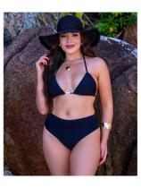 Biquini Cortininha C/ Calcinha Hot Paint Cós Alto Fio Duplo , Preto Biquini Cortininha C/ Calcinha Hot Paint Cós Alto Fio Duplo , Preto