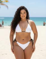 Biquíni Cortininha + Calcinha Bicolor Cintura Alta Conforto