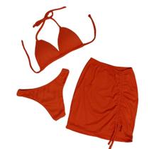 Biquíni cortininha canelado com bojo e saída de praia Biquíni cortininha canelado com bojo e saída de praia