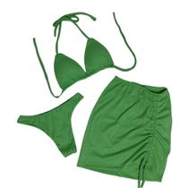 Biquíni cortininha canelado com bojo e saída de praia