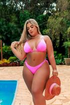 Biquíni cortininha com babadinho e calcinha fio duplo rosa neon plus size Biquíni cortininha com babadinho e calcinha fio duplo rosa neon plus size