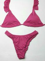 Biquíni cortininha com bojo e babados na alça todo forrado