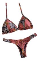 Biquíni Cortininha Com Bojo E Tanga Fio Dental Verão C67 Biquíni Cortininha Com Bojo E Tanga Fio Dental Verão C67