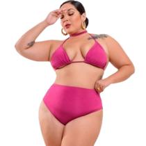 Biquíni cortininha com bojo removível cintura alta hot pants