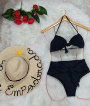 Biquini cortininha com calcinha cintura alta
